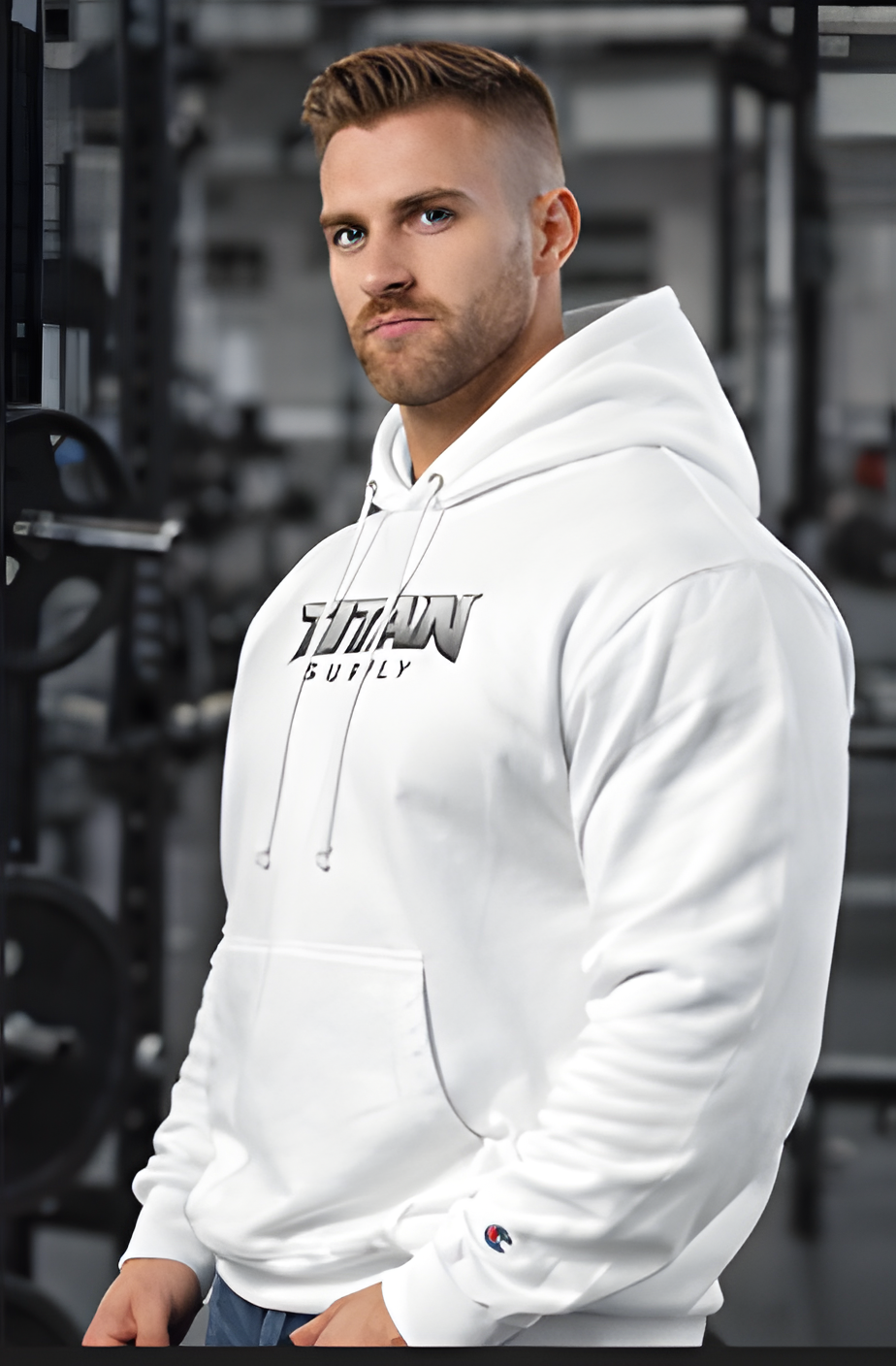Titan Supply x Champion Heavy Hoodie – Recycled Edition | White